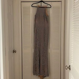 Grey lace formal gown